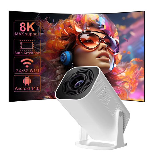 P330 Mini Projector - Android 14, 300 ANSI Lumens, 4K/8K/1080P, WiFi 6, Bluetooth 5.3, Portable Home Cinema